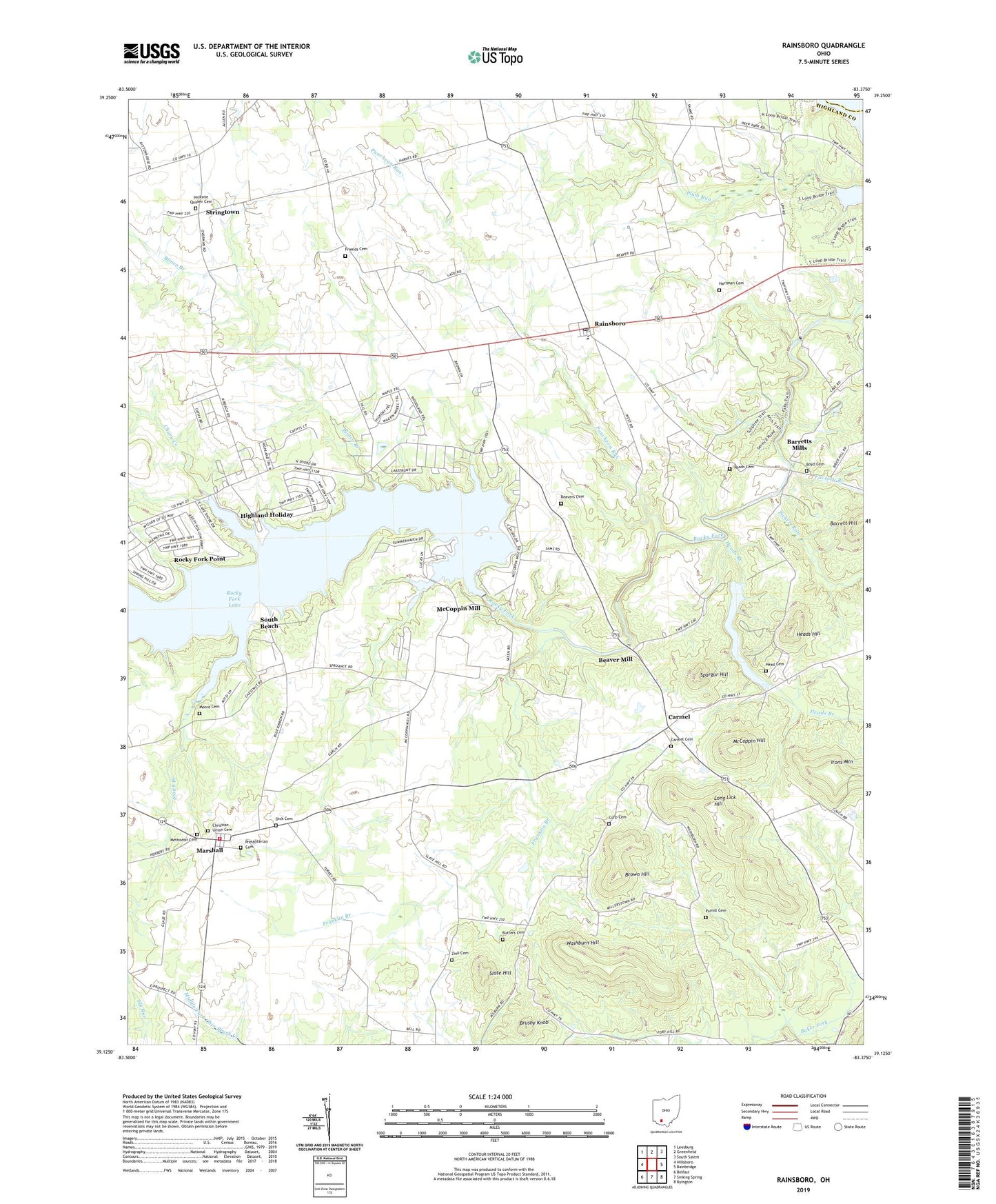 Rainsboro Ohio US Topo Map Image