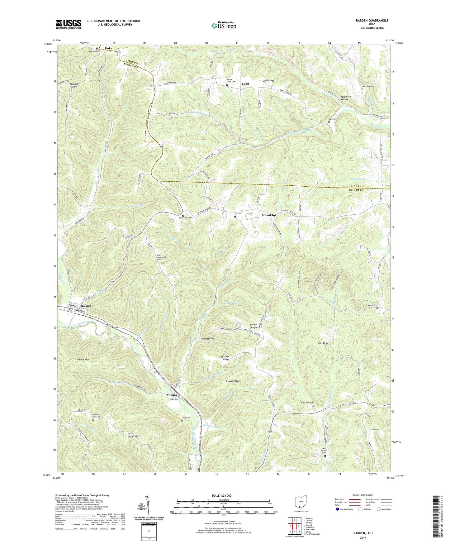 Rarden Ohio US Topo Map Image