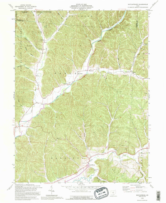Classic USGS Ratcliffburg Ohio 7.5'x7.5' Topo Map Image