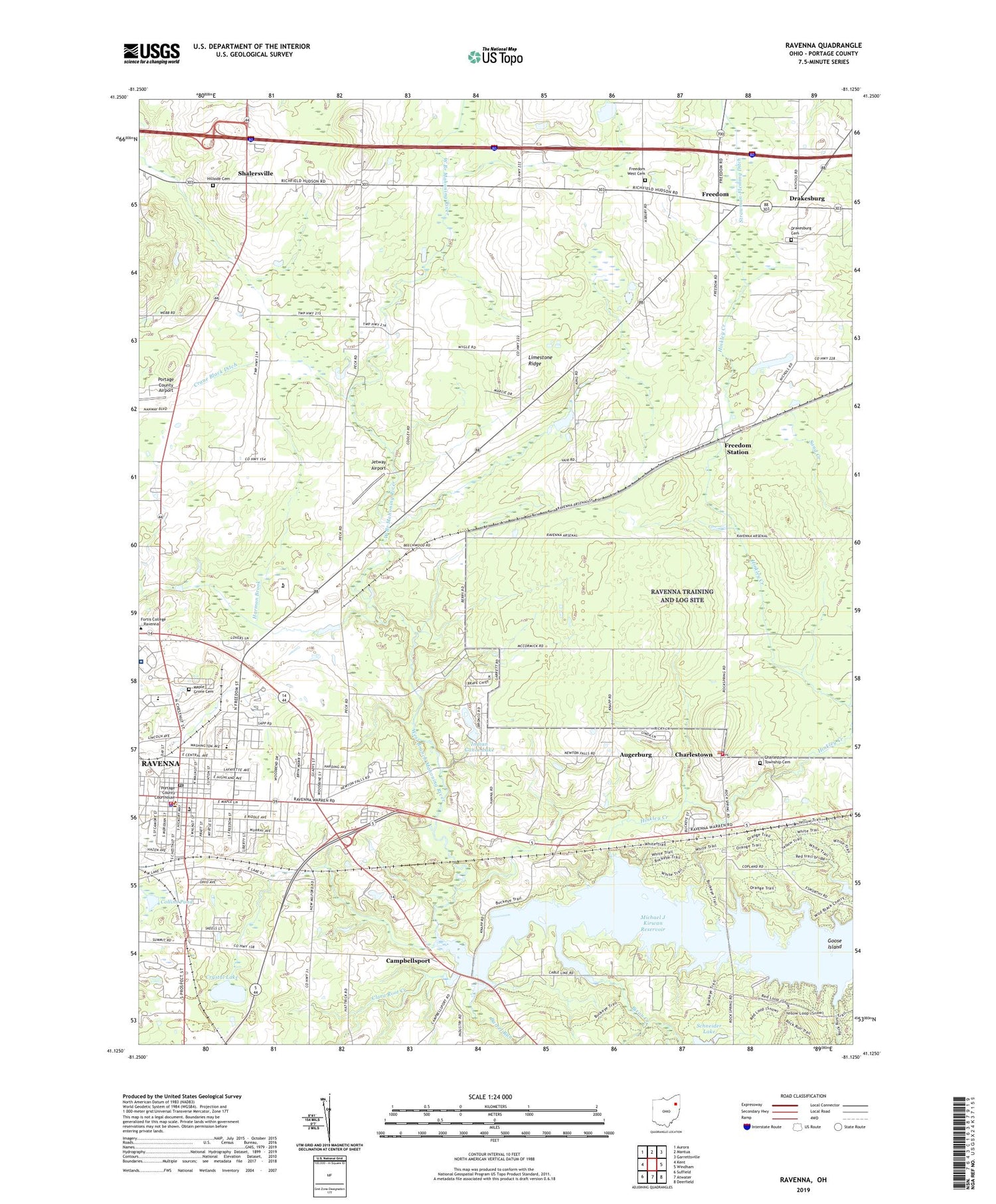 Ravenna Ohio US Topo Map Image