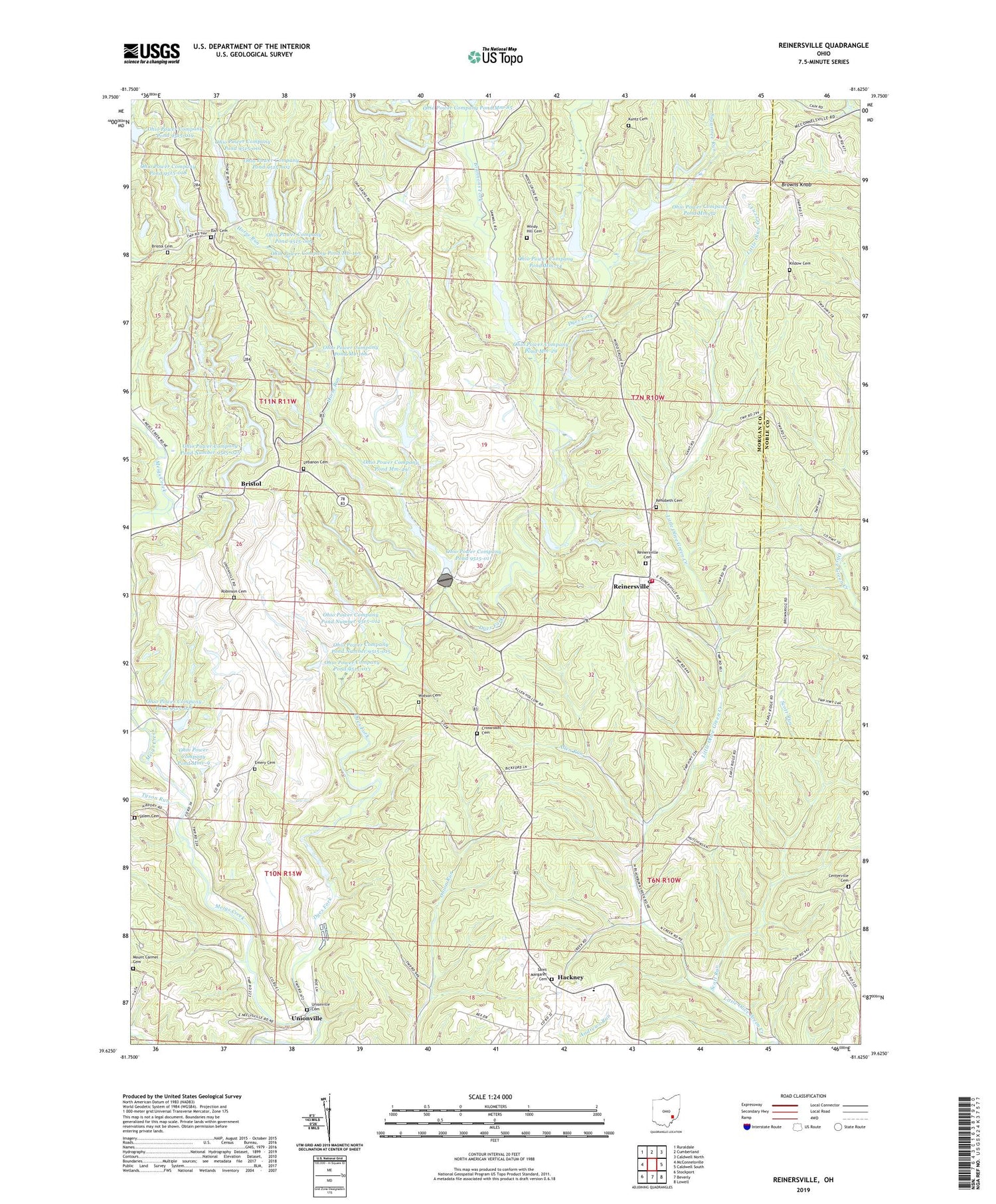 Reinersville Ohio US Topo Map Image