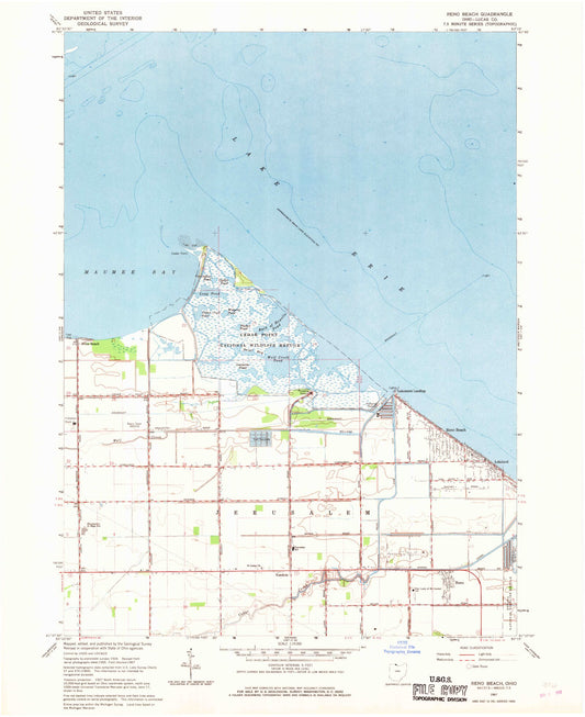 Classic USGS Reno Beach Ohio 7.5'x7.5' Topo Map Image
