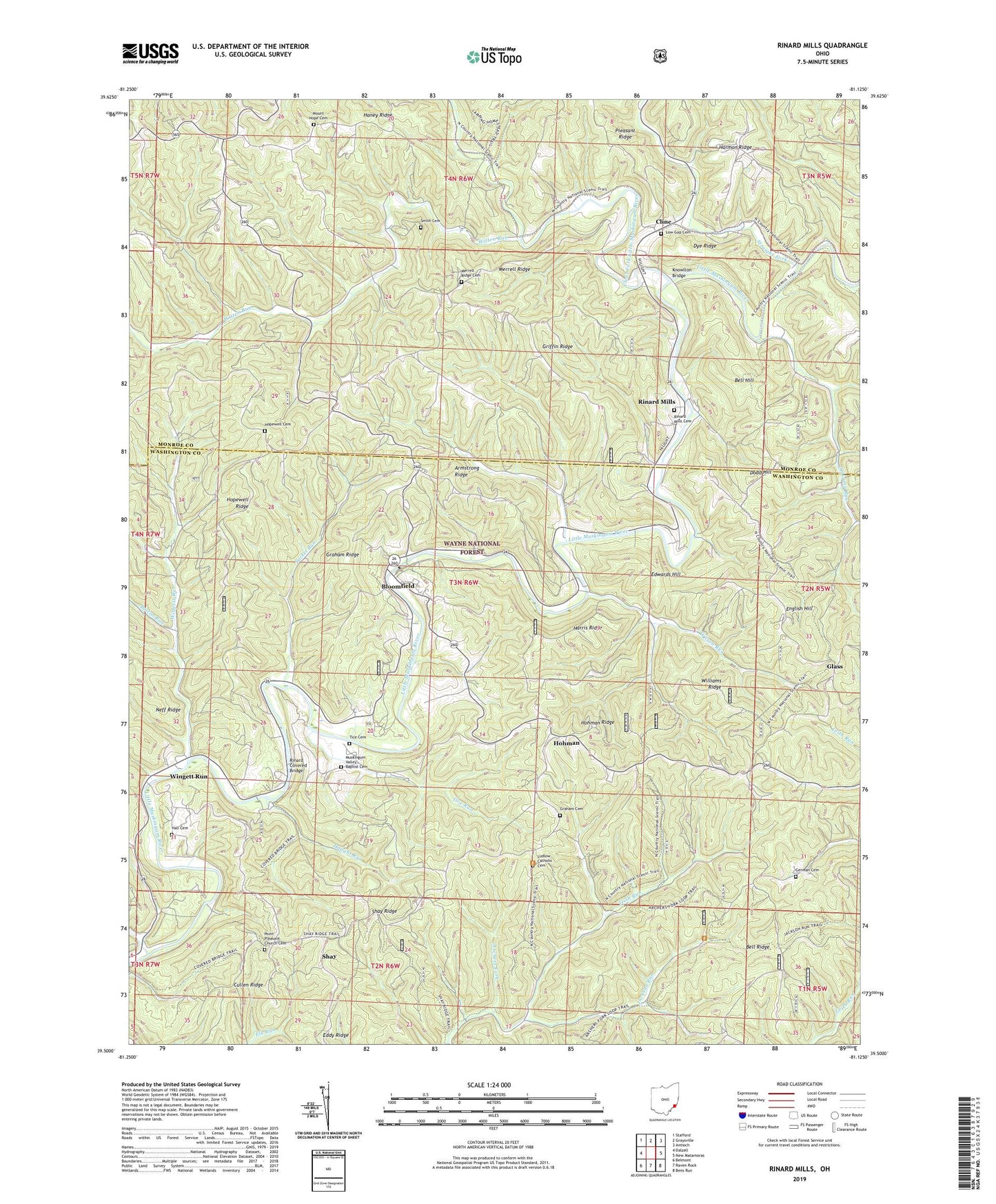 Rinard Mills Ohio US Topo Map Image