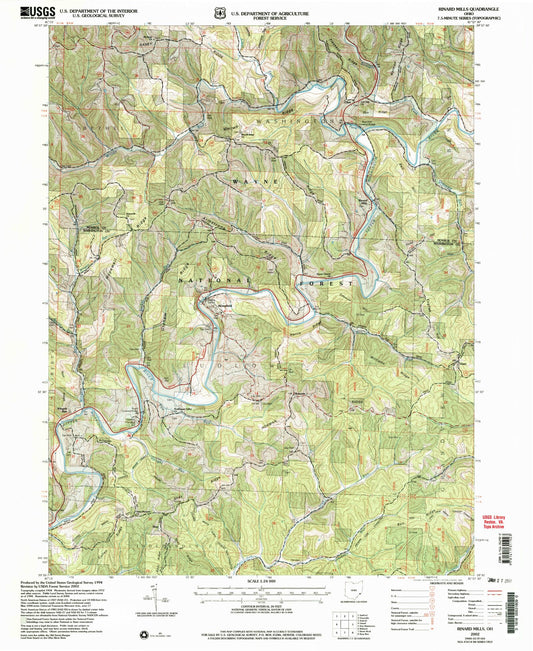 Classic USGS Rinard Mills Ohio 7.5'x7.5' Topo Map Image