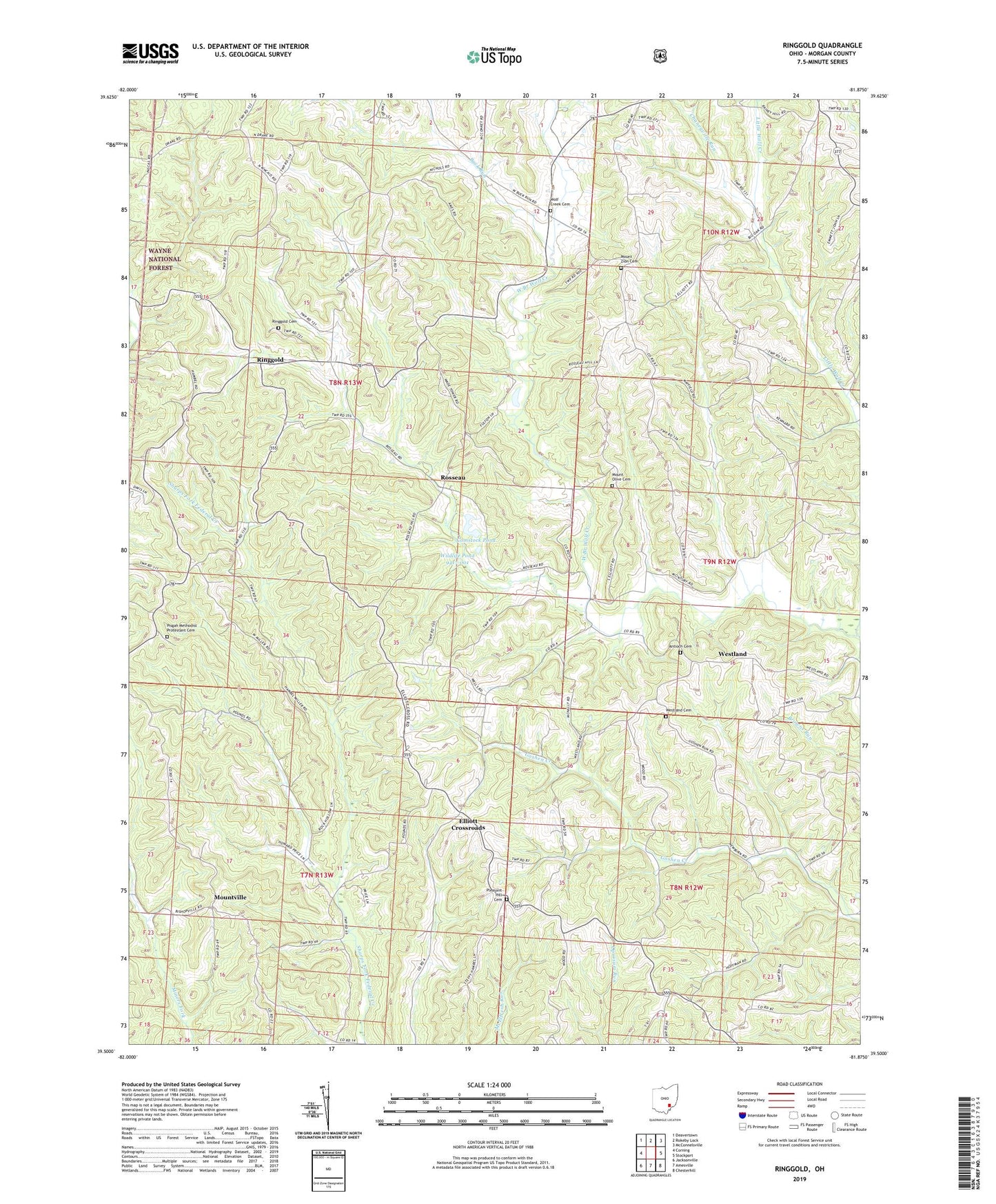 Ringgold Ohio US Topo Map Image