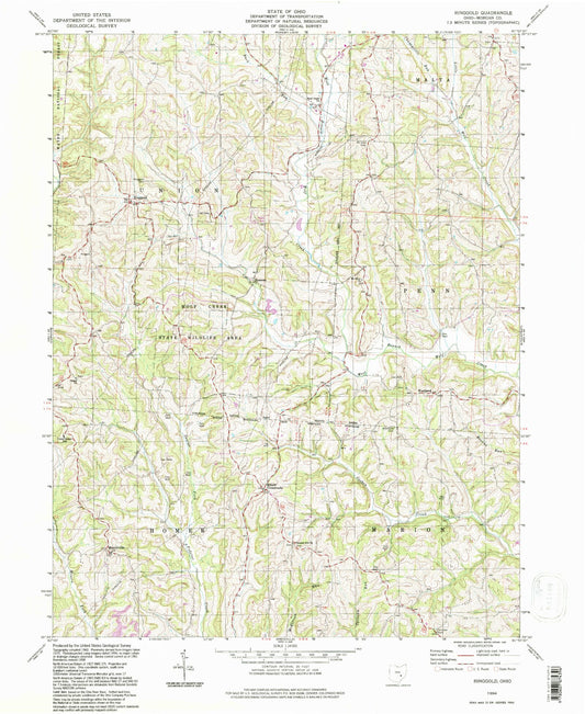 Classic USGS Ringgold Ohio 7.5'x7.5' Topo Map Image