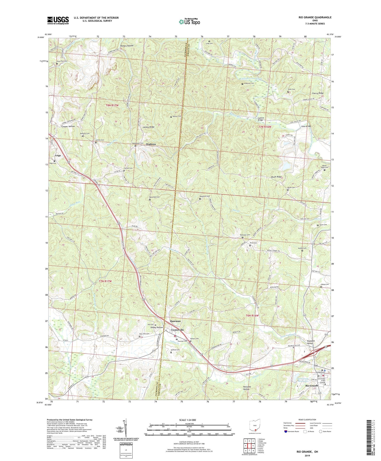 Rio Grande Ohio US Topo Map Image