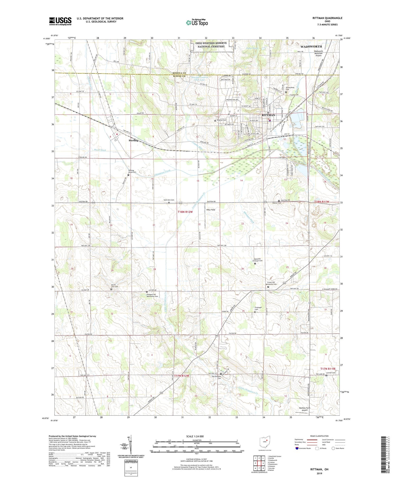 Rittman Ohio US Topo Map Image