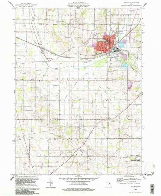 Classic USGS Rittman Ohio 7.5'x7.5' Topo Map Image