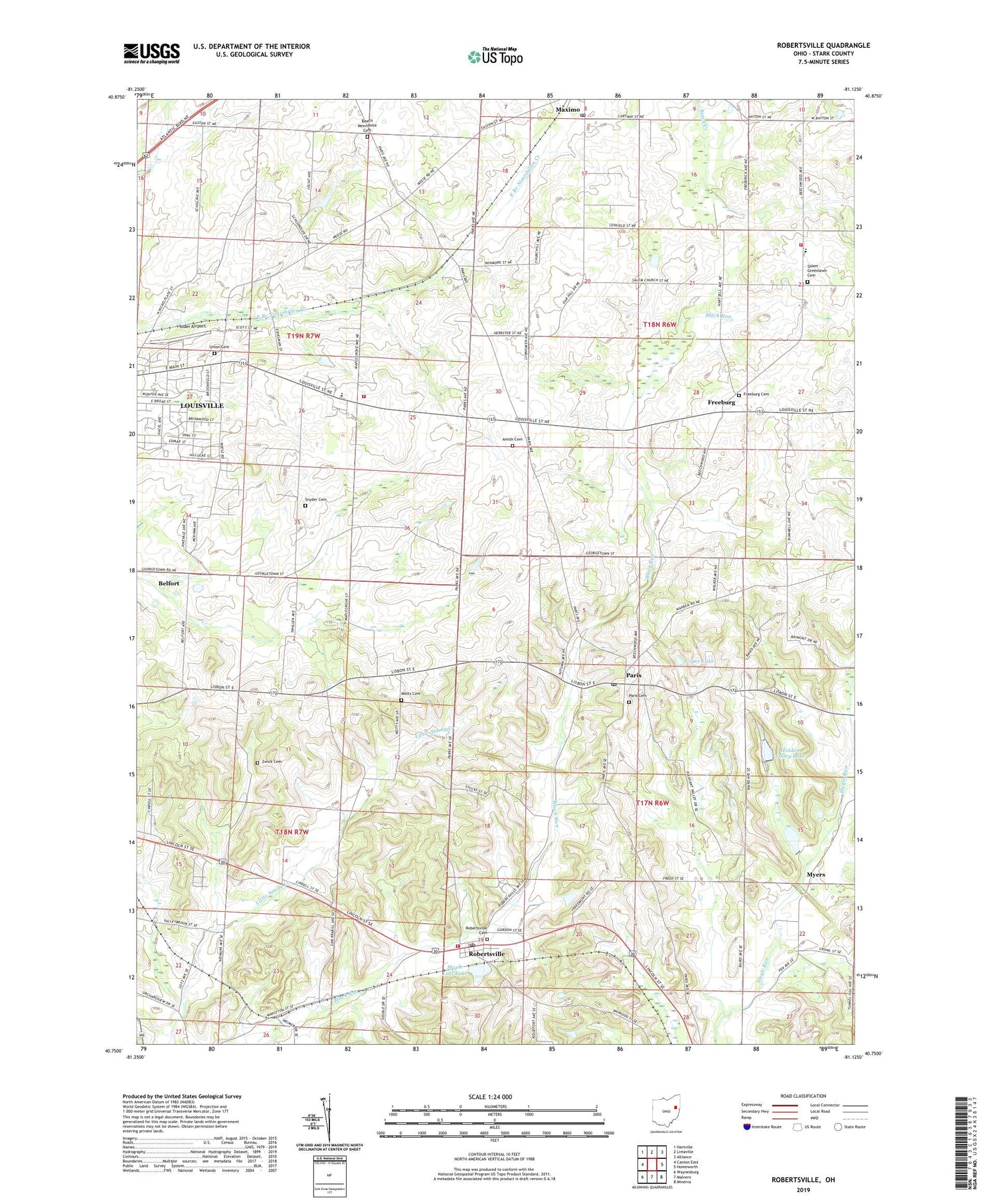 Robertsville Ohio US Topo Map Image