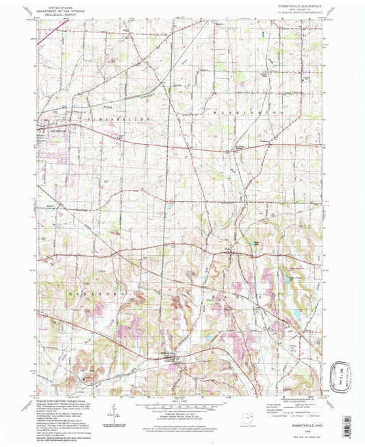 Classic USGS Robertsville Ohio 7.5'x7.5' Topo Map Image