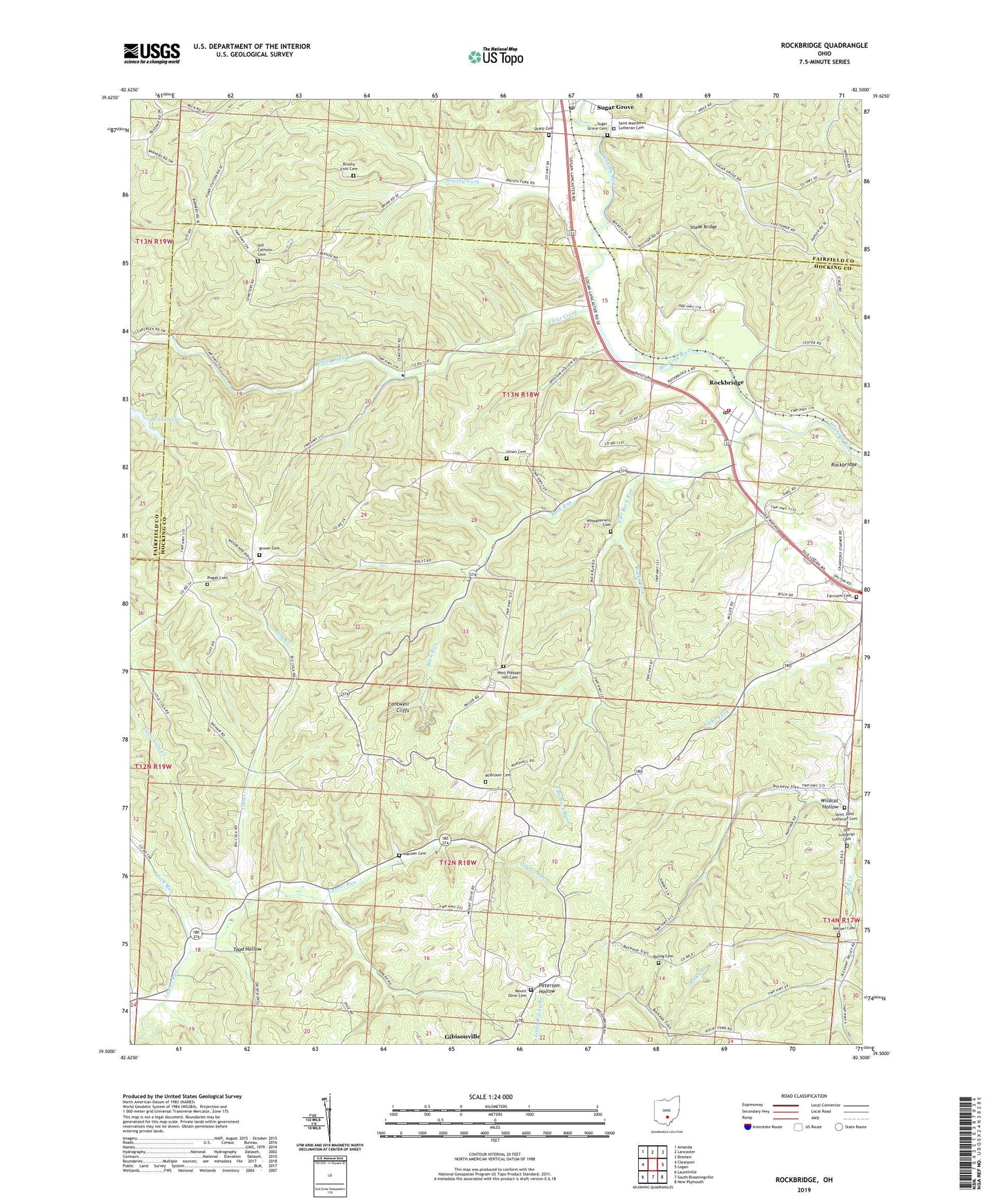 Rockbridge Ohio US Topo Map Image