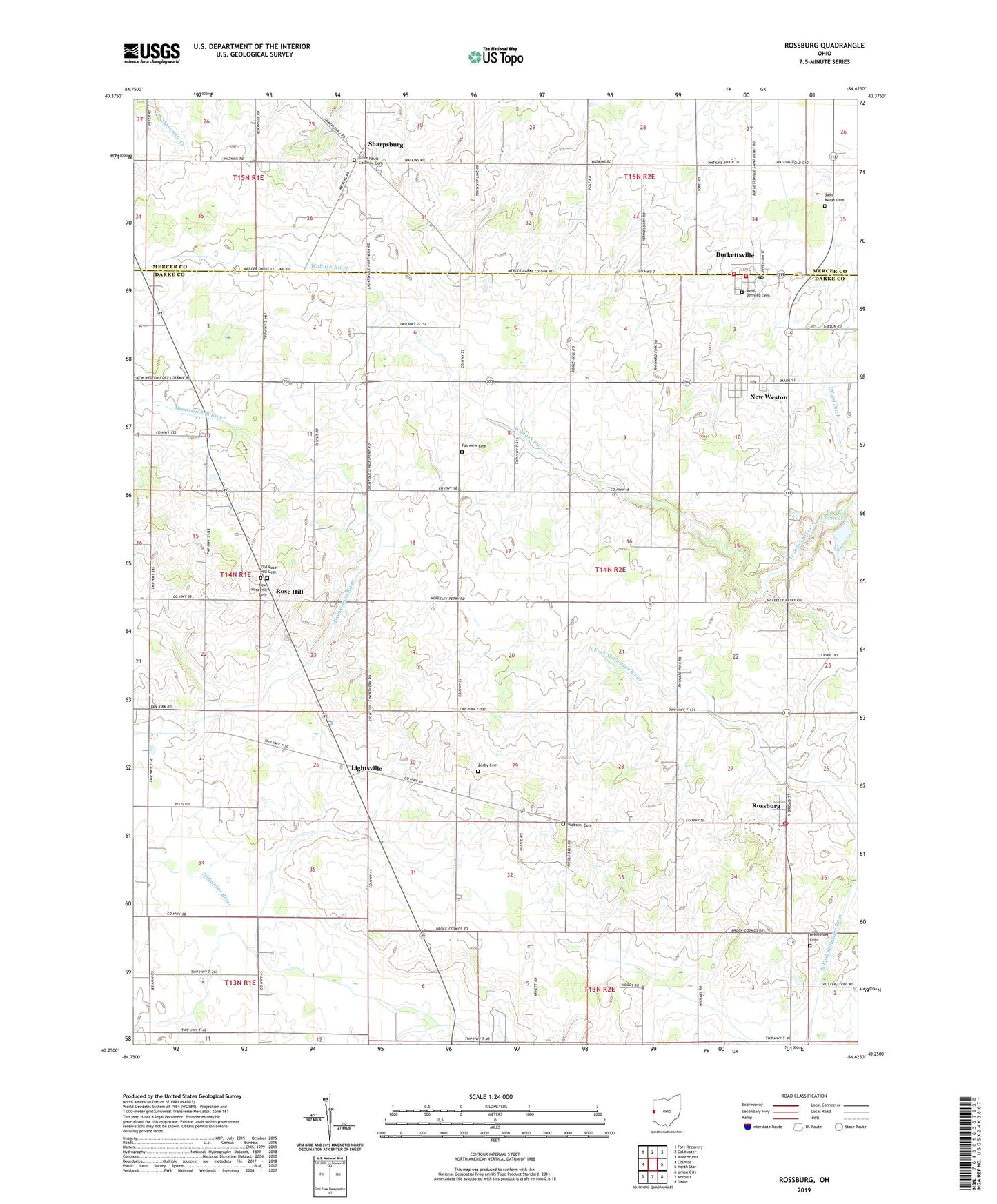 Rossburg Ohio US Topo Map Image