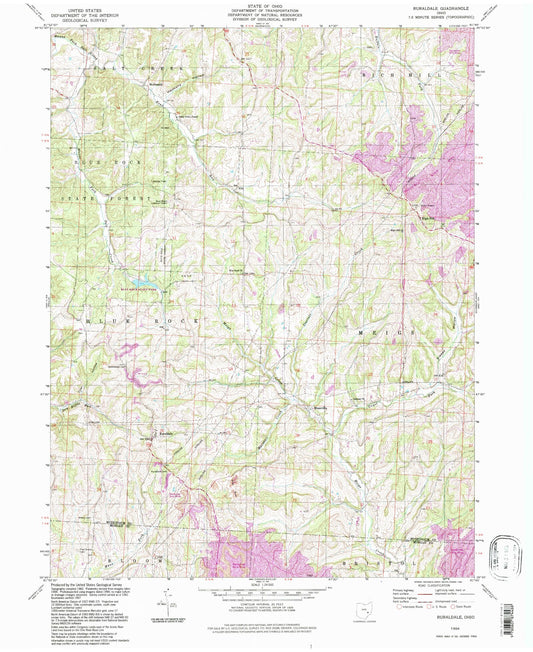 Classic USGS Ruraldale Ohio 7.5'x7.5' Topo Map Image