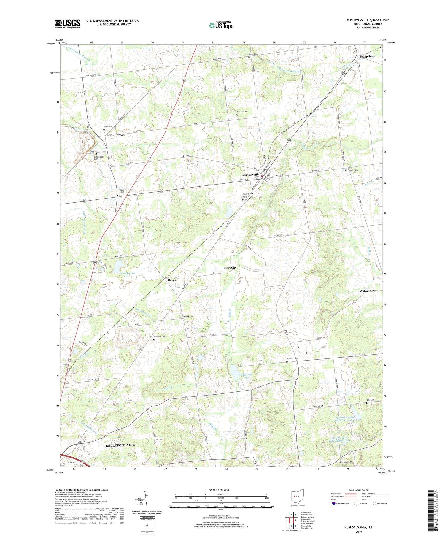 Rushsylvania Ohio US Topo Map Image