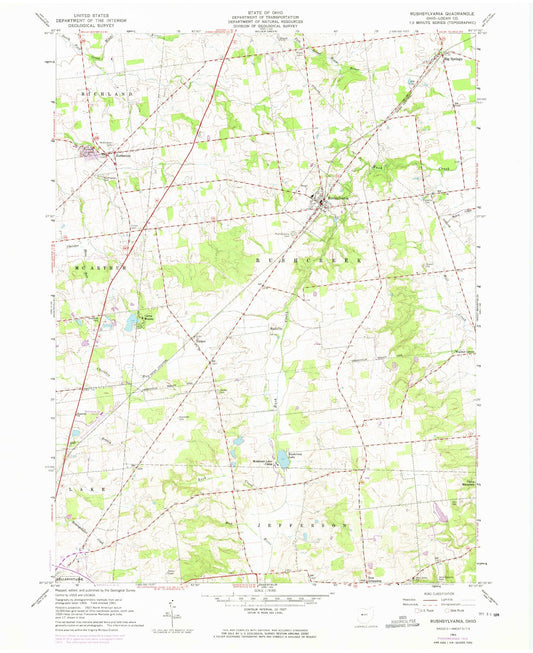 Classic USGS Rushsylvania Ohio 7.5'x7.5' Topo Map Image