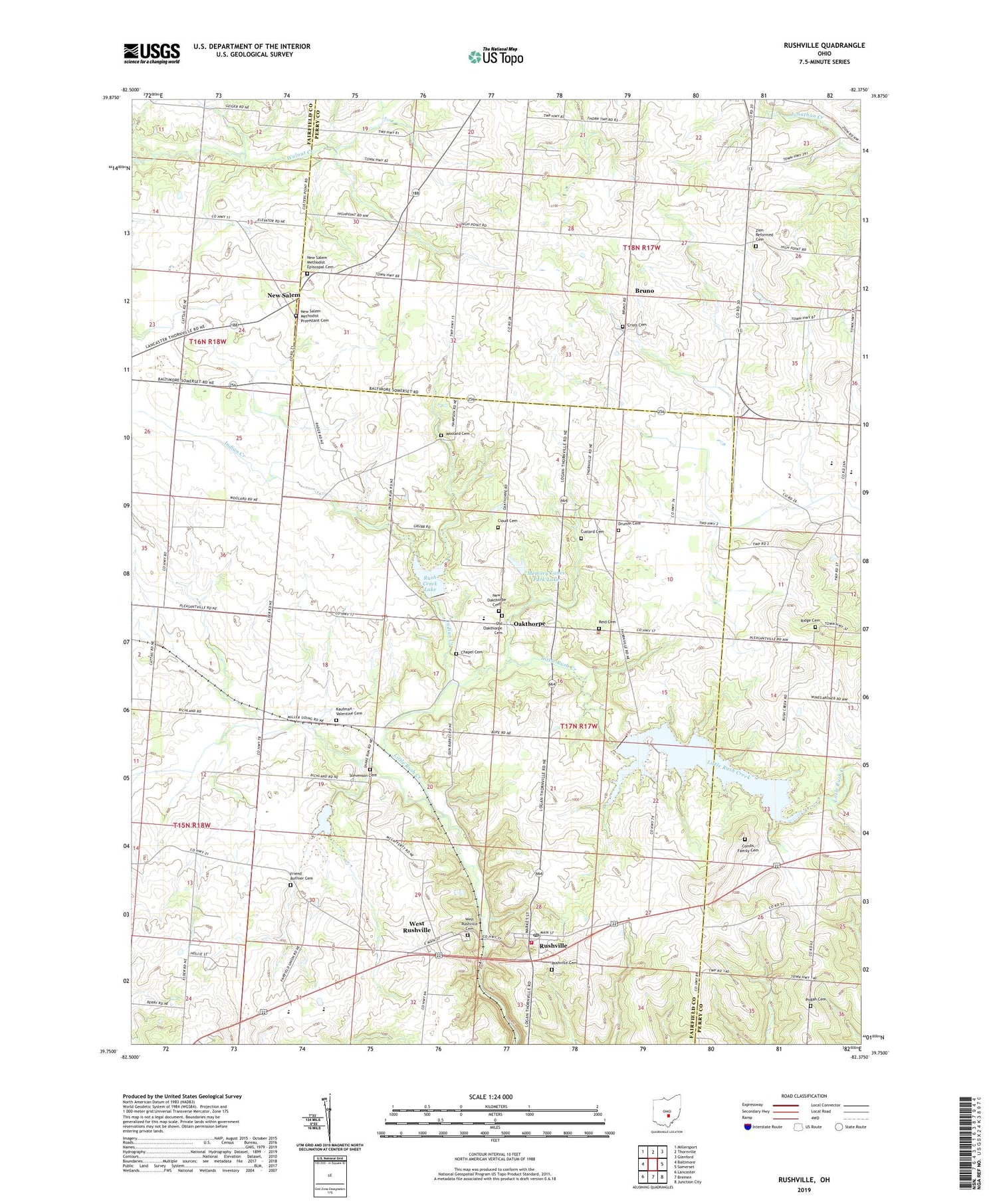 Rushville Ohio US Topo Map Image