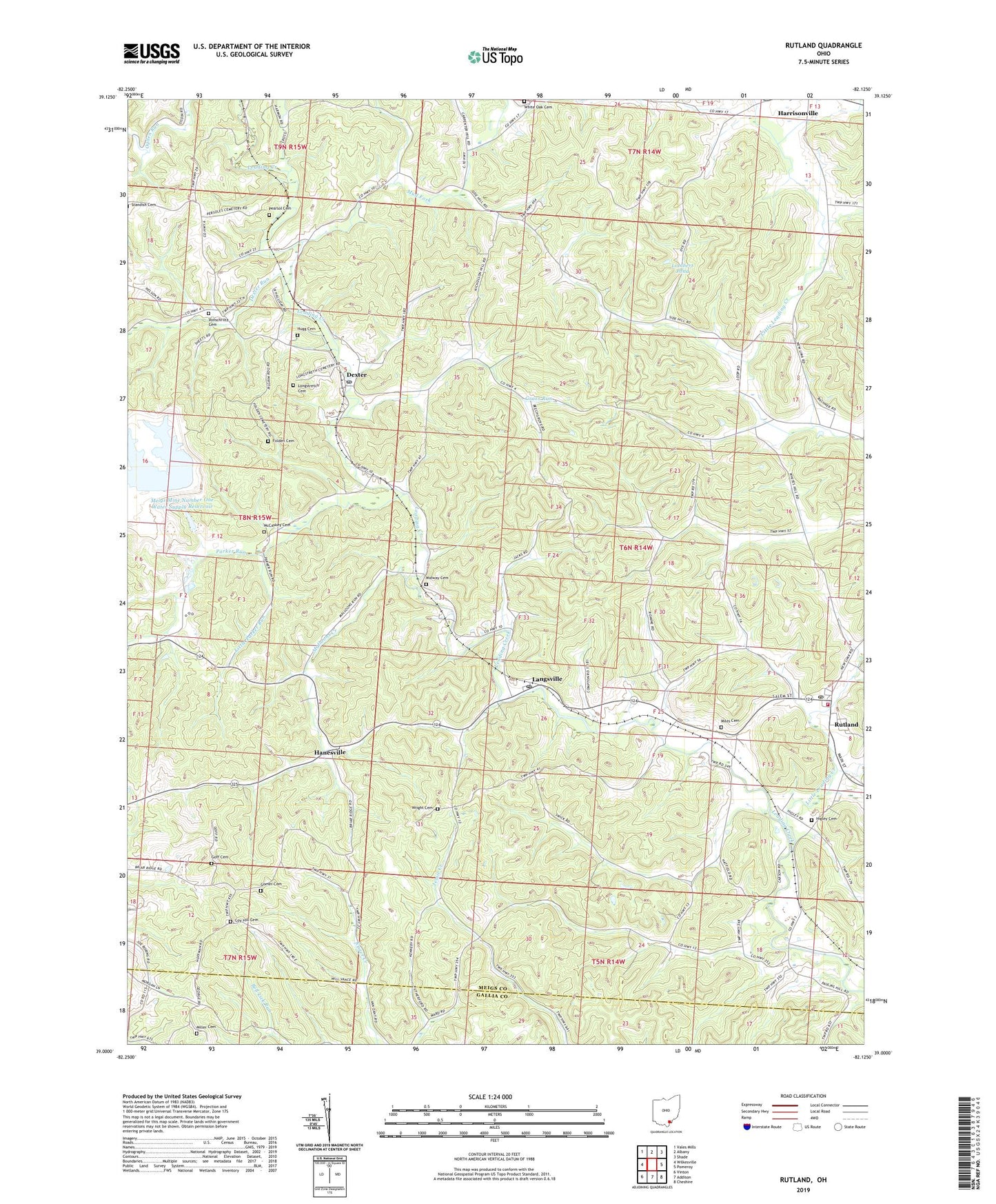 Rutland Ohio US Topo Map Image