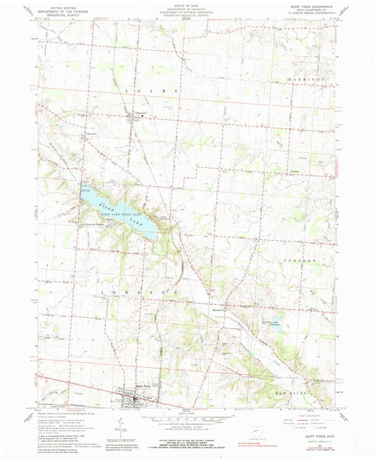 Classic USGS Saint Paris Ohio 7.5'x7.5' Topo Map Image