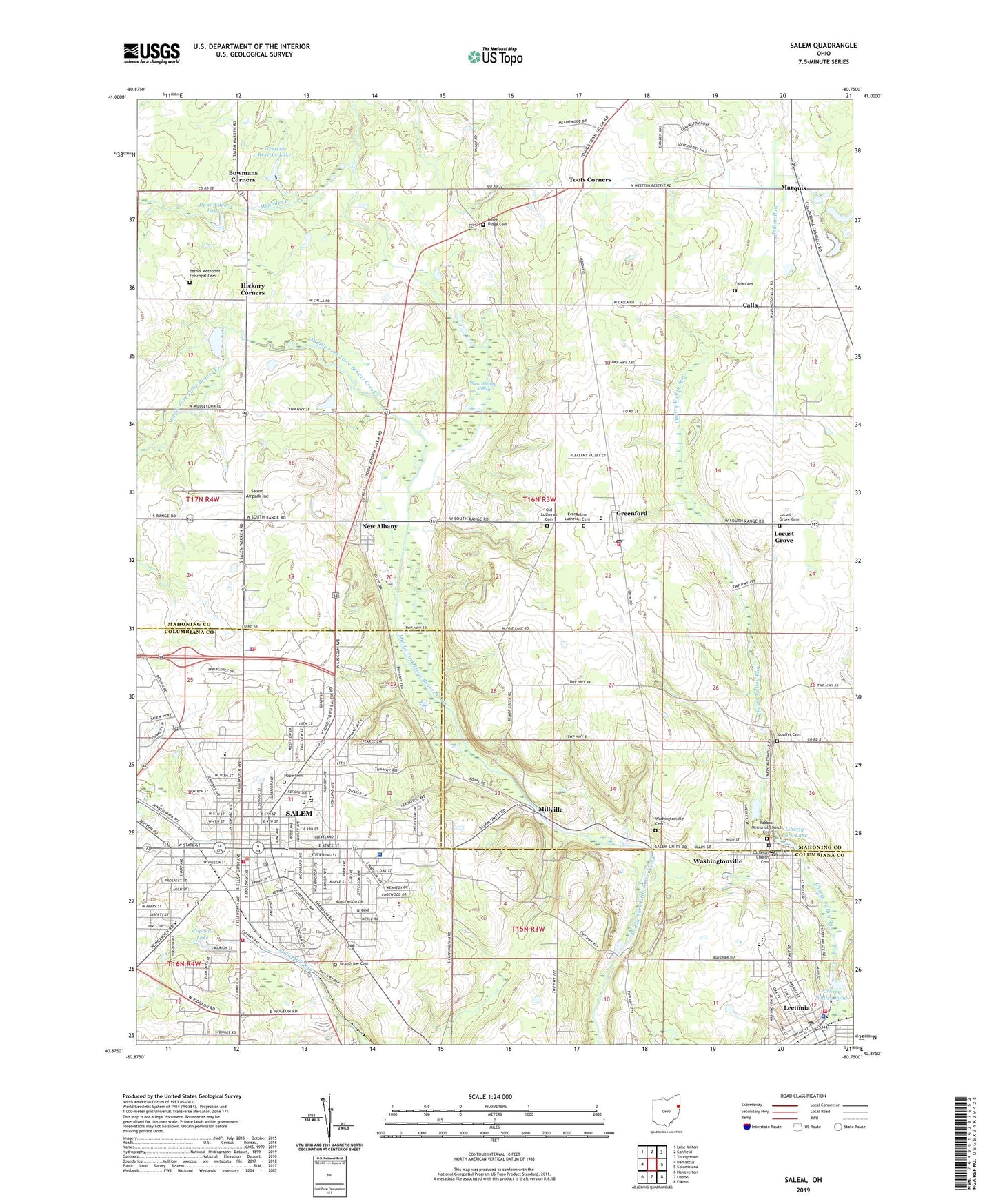 Salem Ohio US Topo Map Image