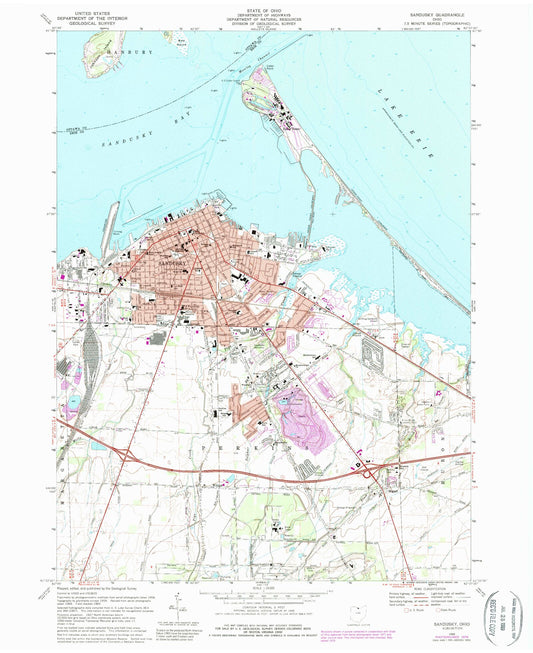Classic USGS Sandusky Ohio 7.5'x7.5' Topo Map Image