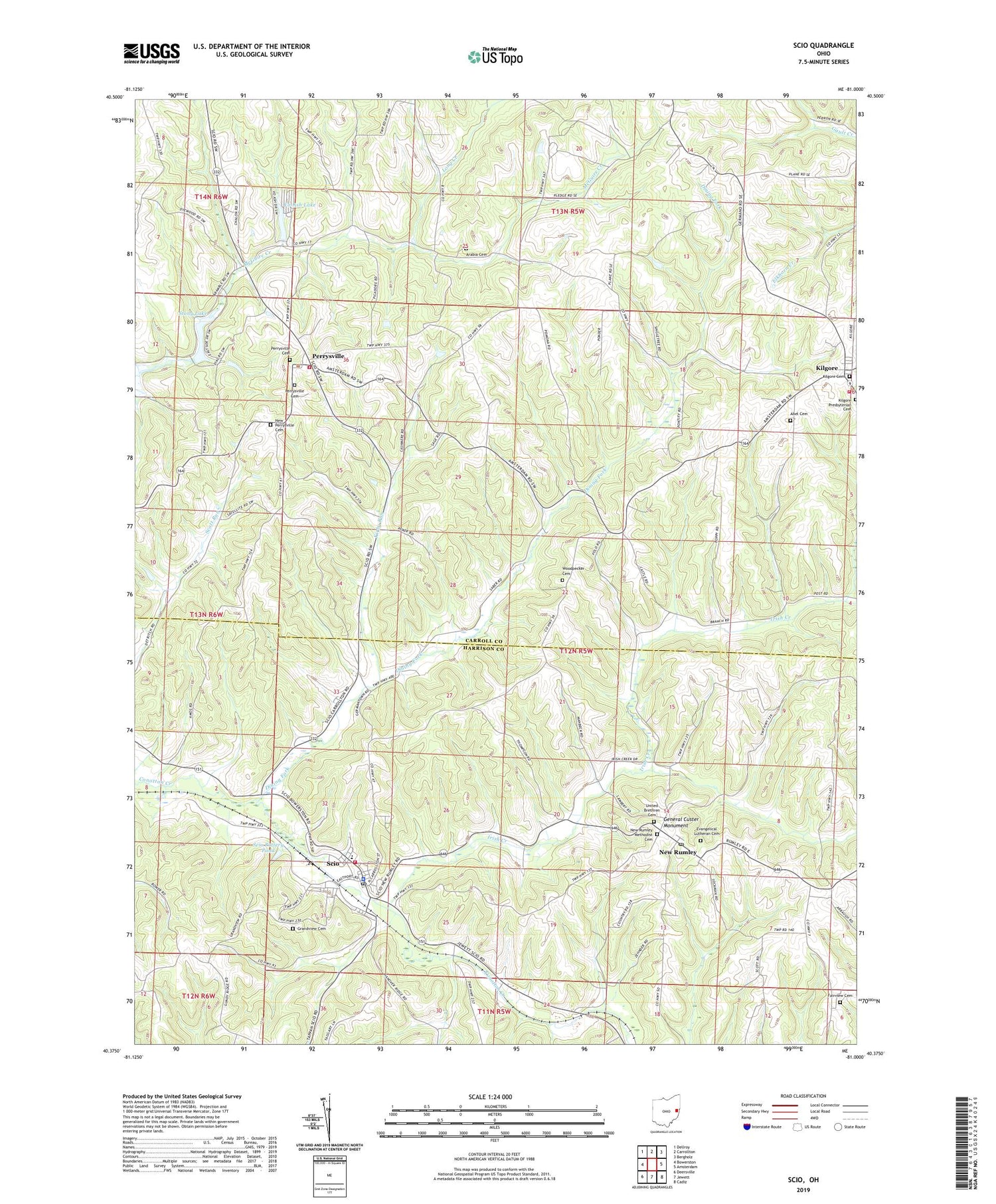 Scio Ohio US Topo Map Image