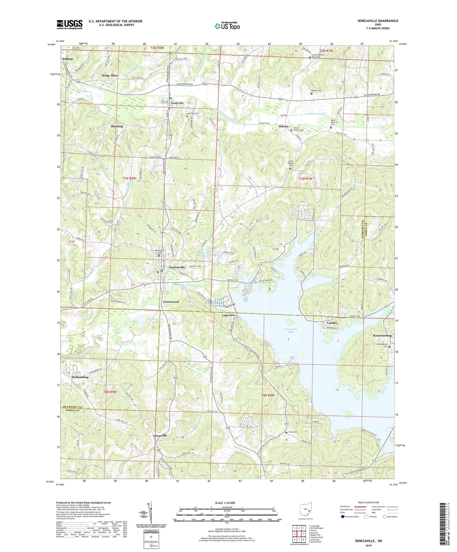 Senecaville Ohio US Topo Map Image