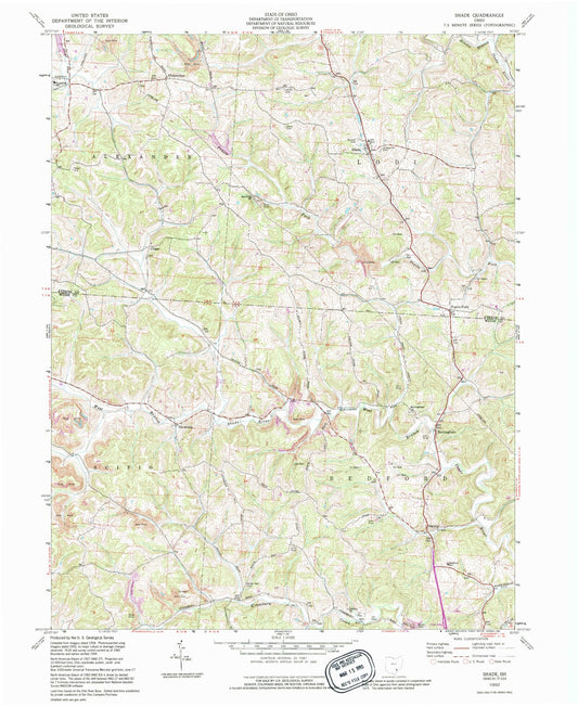 Classic USGS Shade Ohio 7.5'x7.5' Topo Map Image
