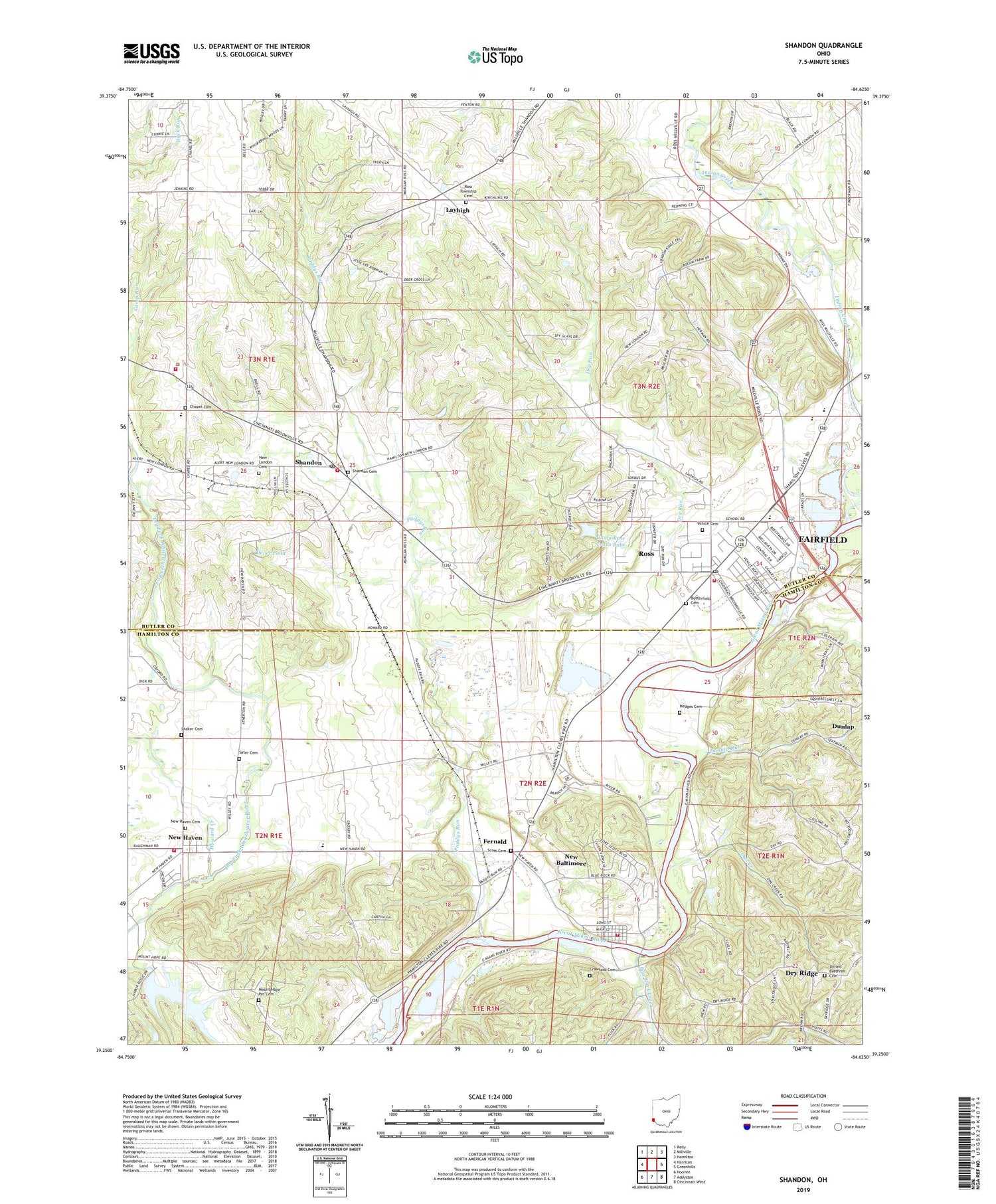 Shandon Ohio US Topo Map Image