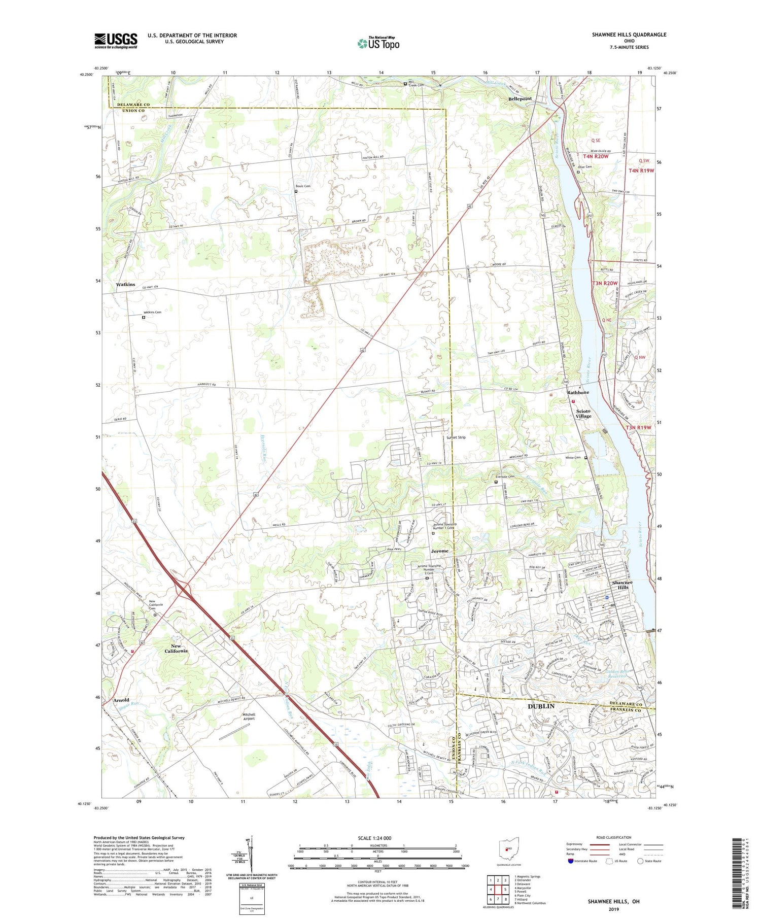 Shawnee Hills Ohio US Topo Map Image