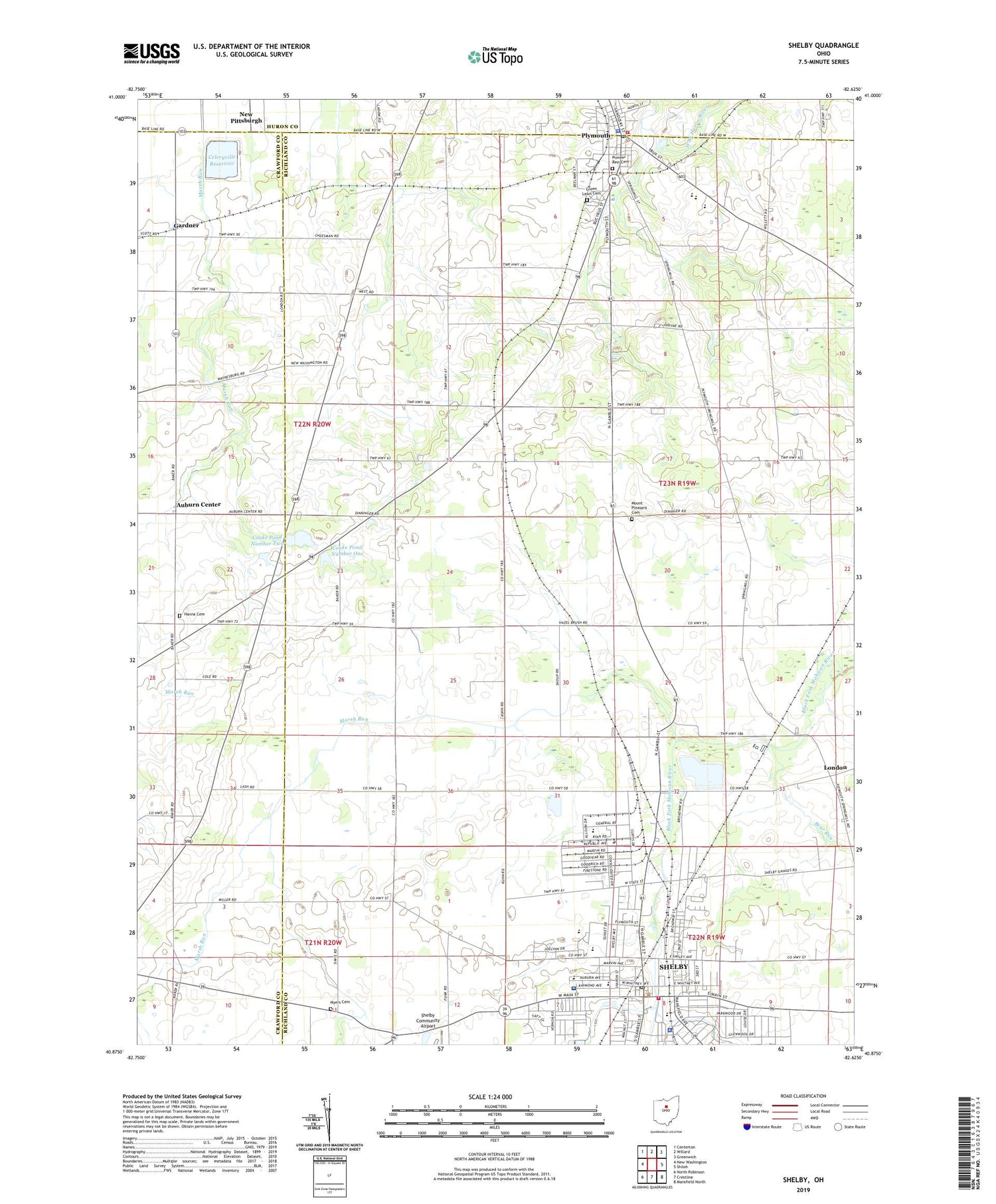 Shelby Ohio US Topo Map Image