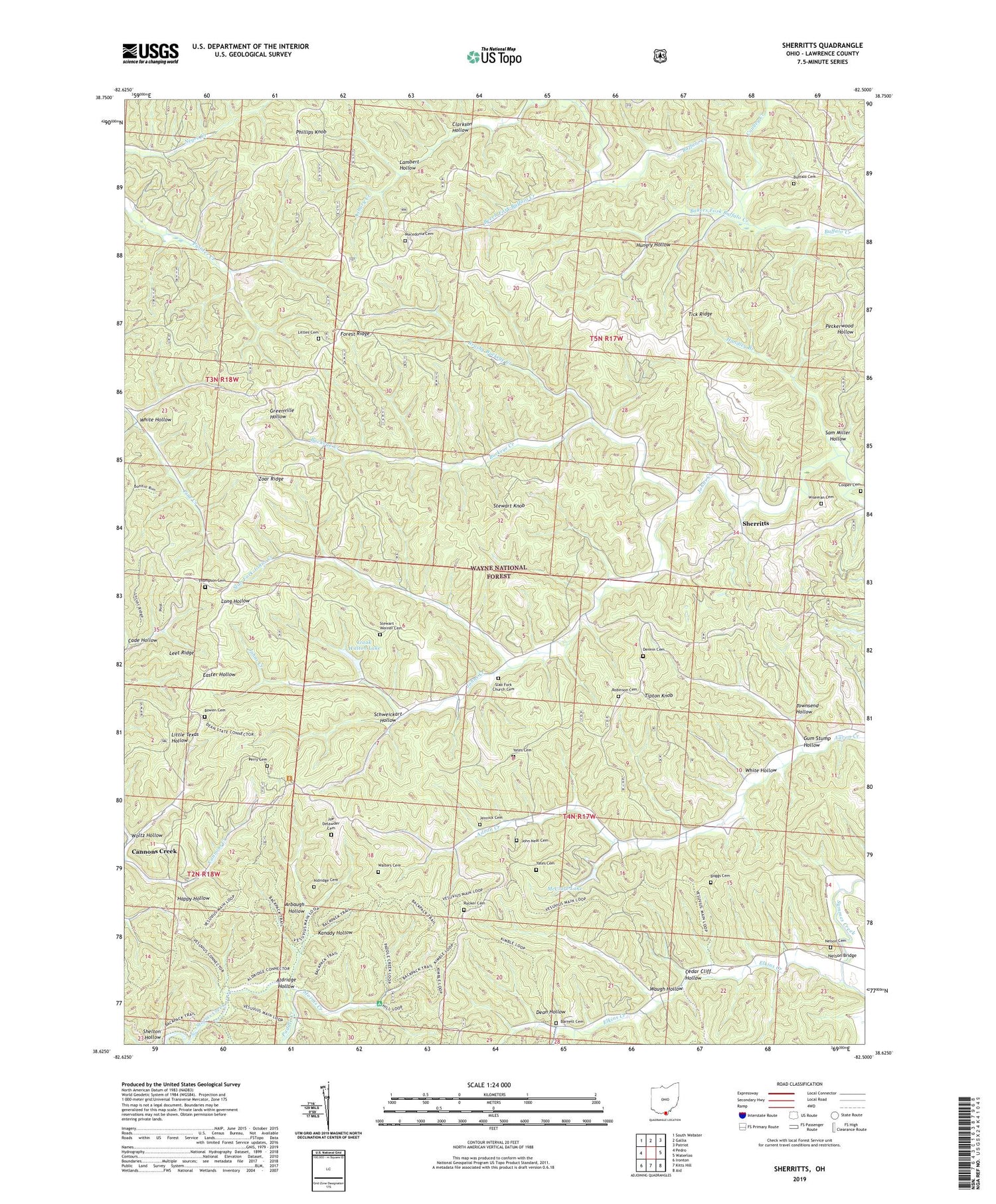 Sherritts Ohio US Topo Map Image