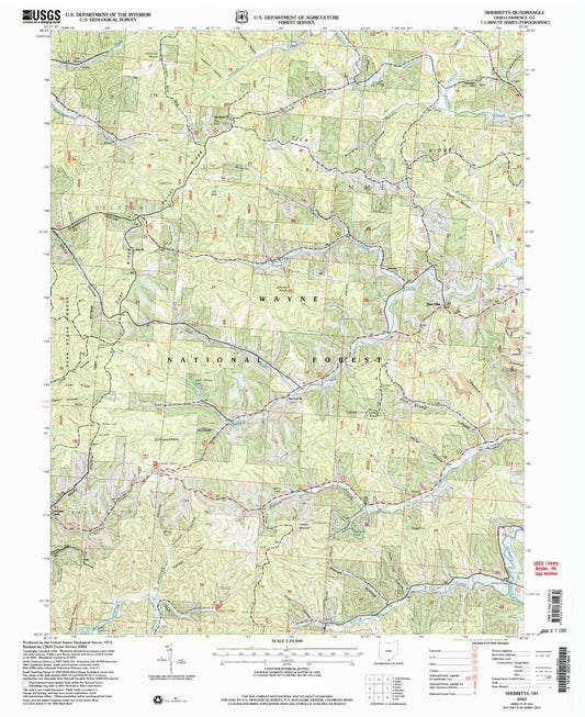 Classic USGS Sherritts Ohio 7.5'x7.5' Topo Map Image