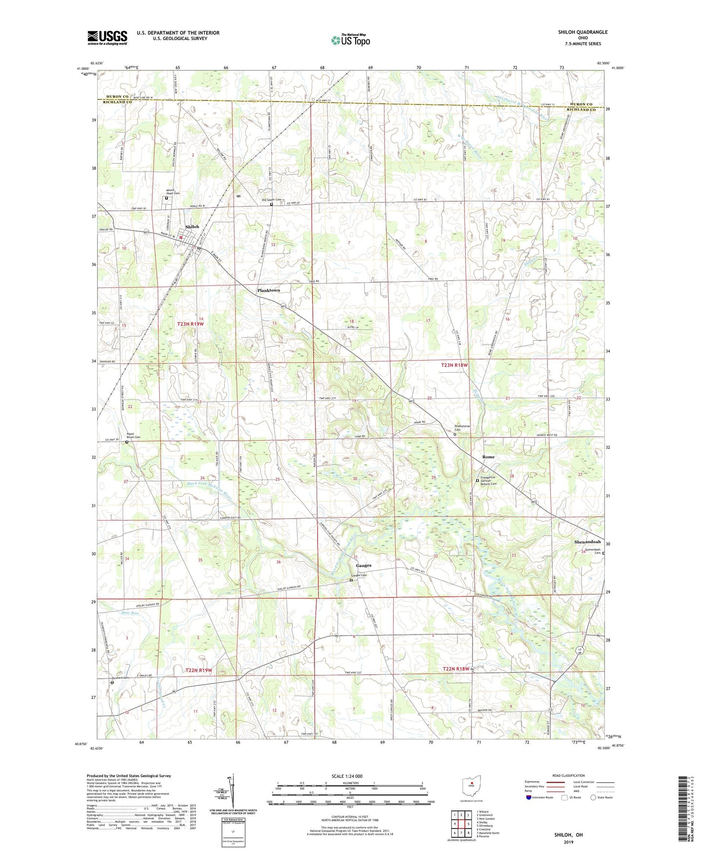 Shiloh Ohio US Topo Map Image