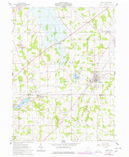 Classic USGS Shreve Ohio 7.5'x7.5' Topo Map Image