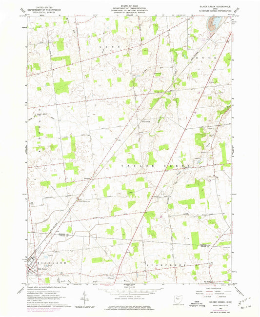Classic USGS Silver Creek Ohio 7.5'x7.5' Topo Map Image