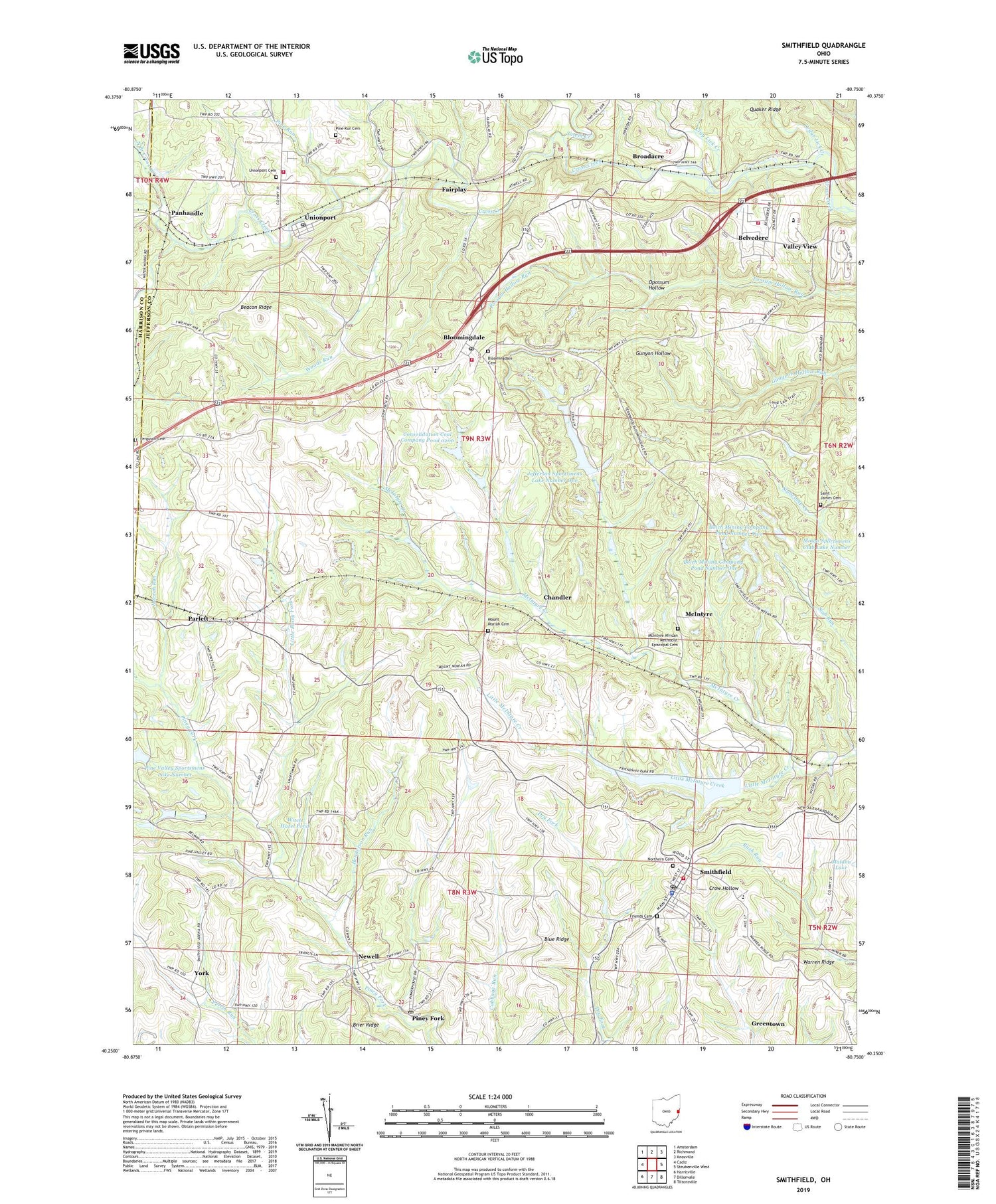 Smithfield Ohio US Topo Map Image