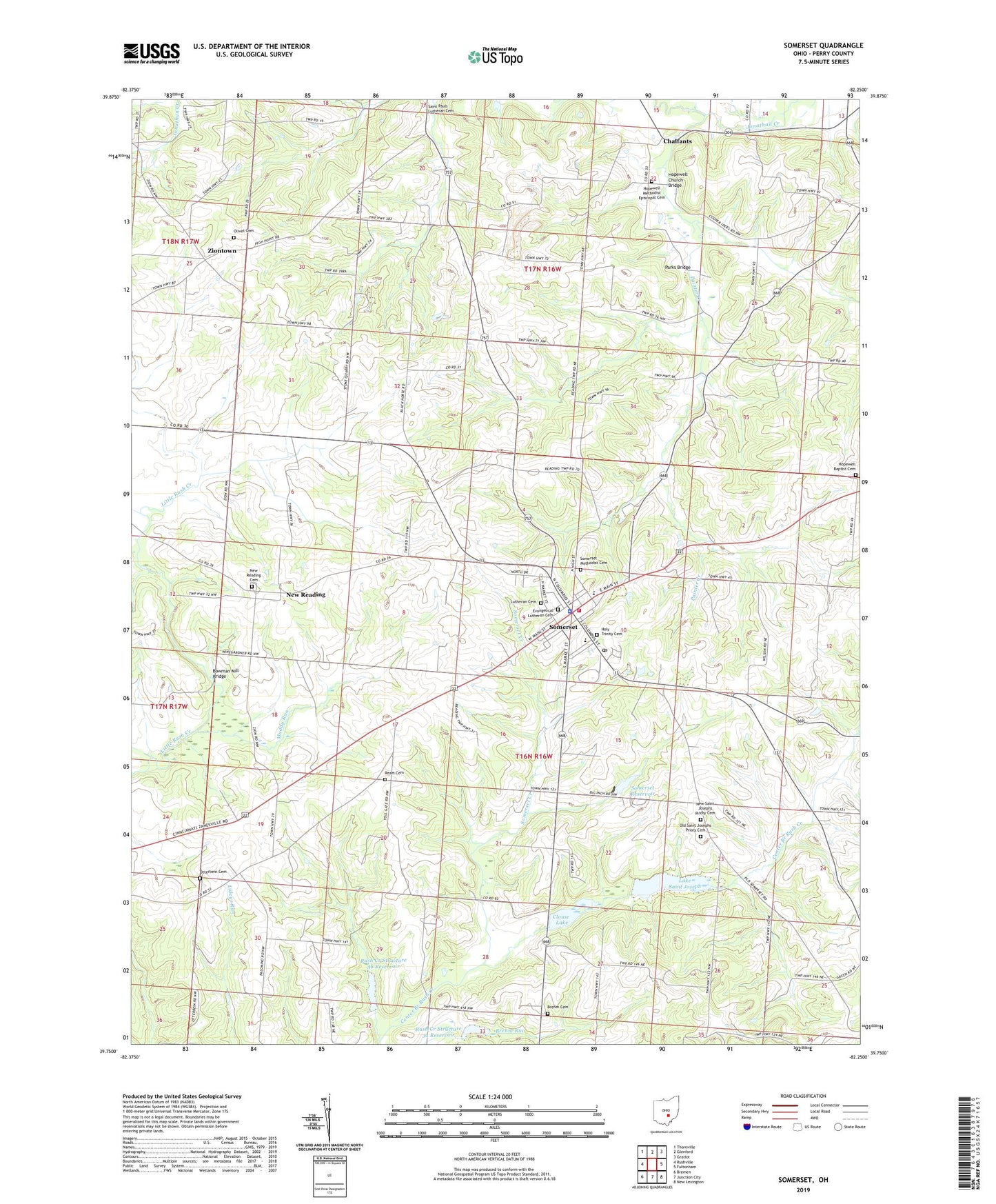 Somerset Ohio US Topo Map Image