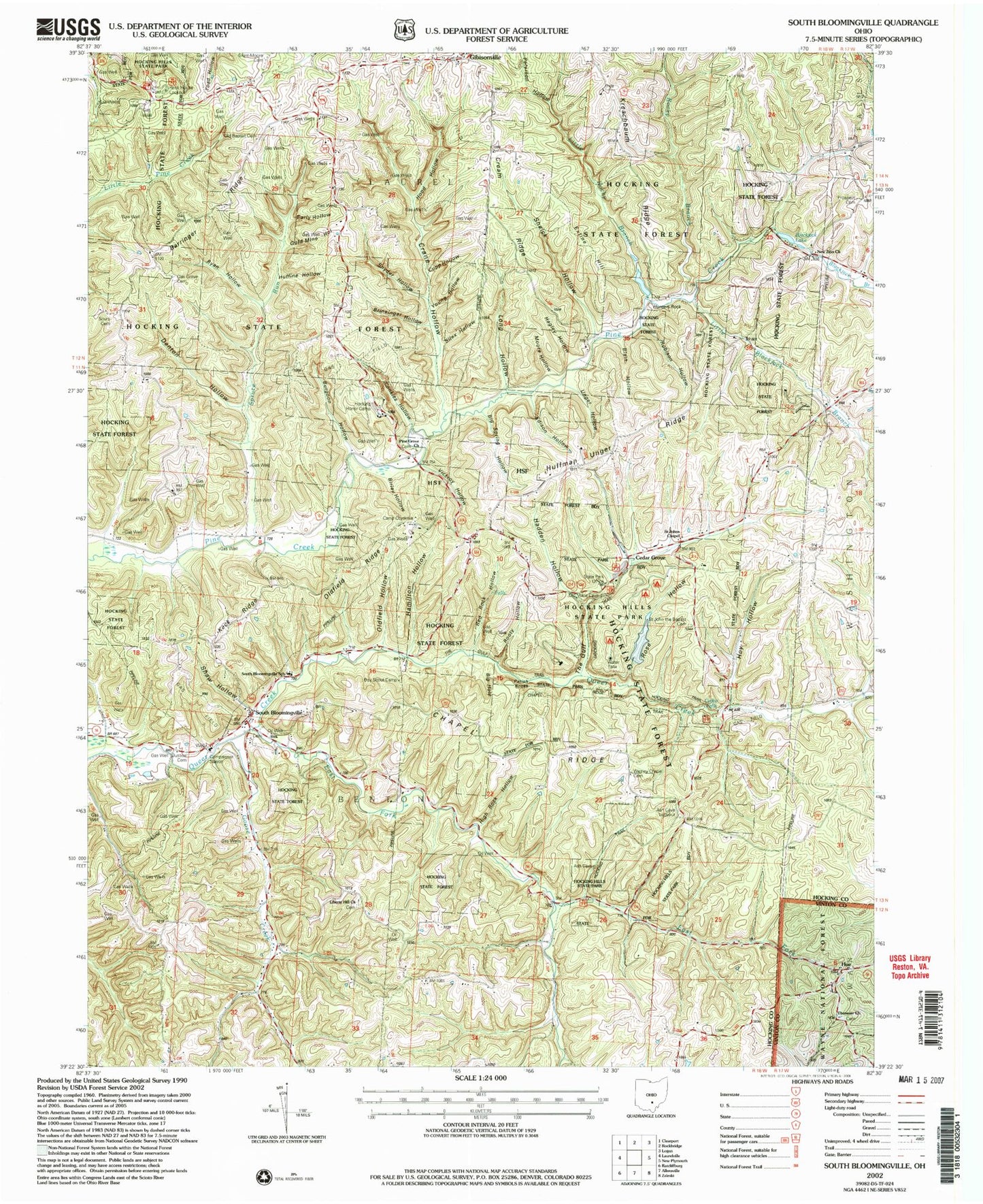Classic USGS South Bloomingville Ohio 7.5'x7.5' Topo Map Image