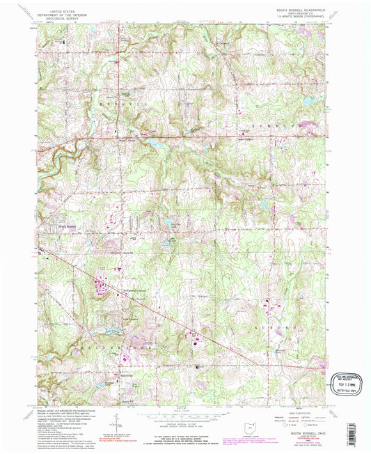 Classic USGS South Russell Ohio 7.5'x7.5' Topo Map Image