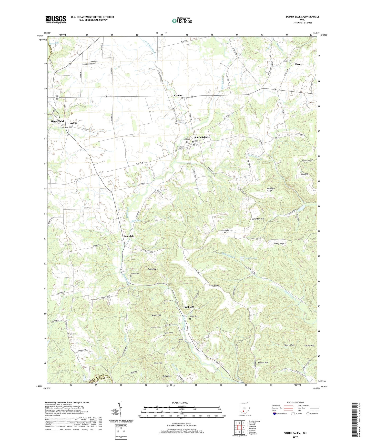 South Salem Ohio US Topo Map Image