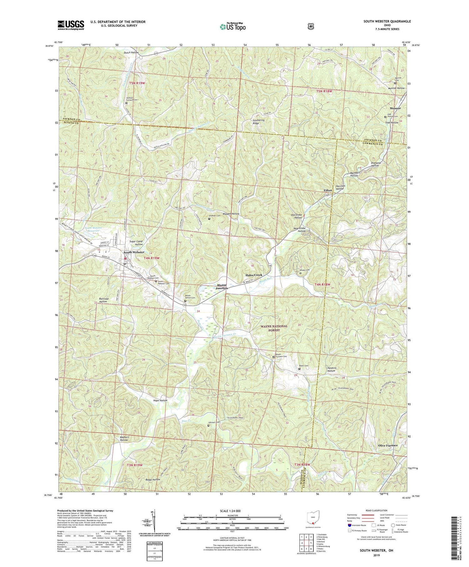 South Webster Ohio US Topo Map Image