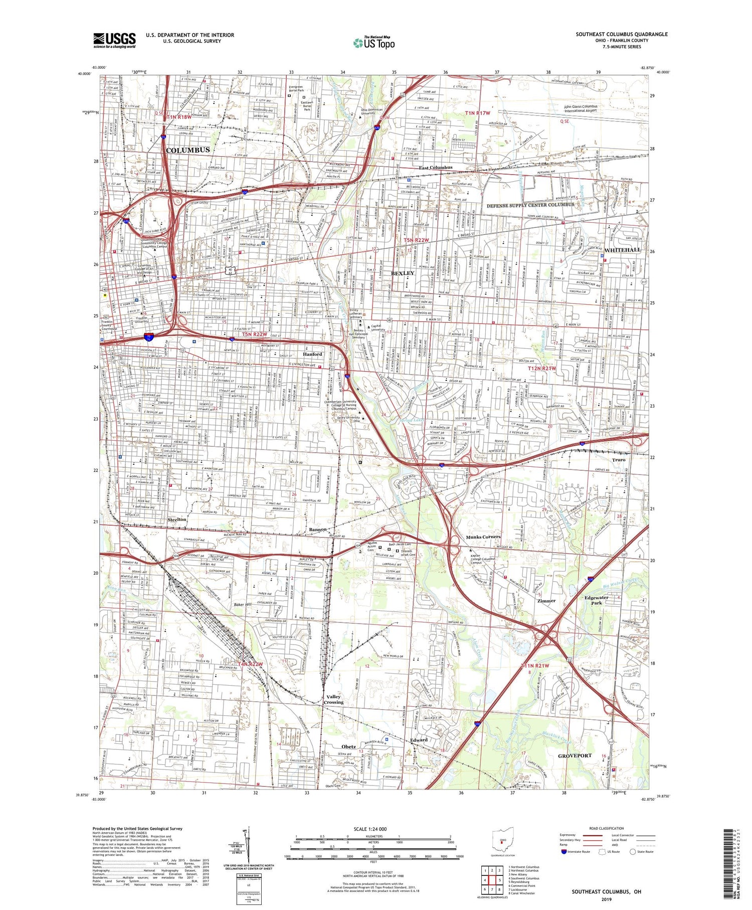 Southeast Columbus Ohio US Topo Map Image