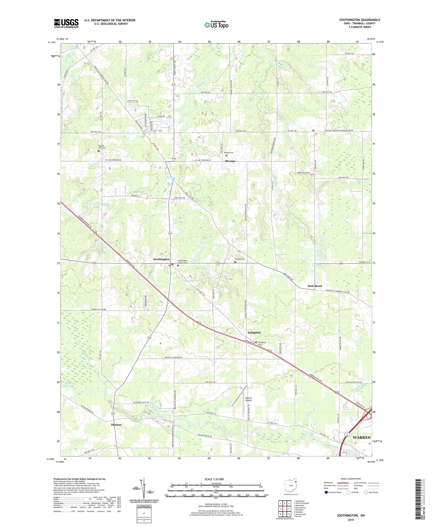 Southington Ohio US Topo Map Image