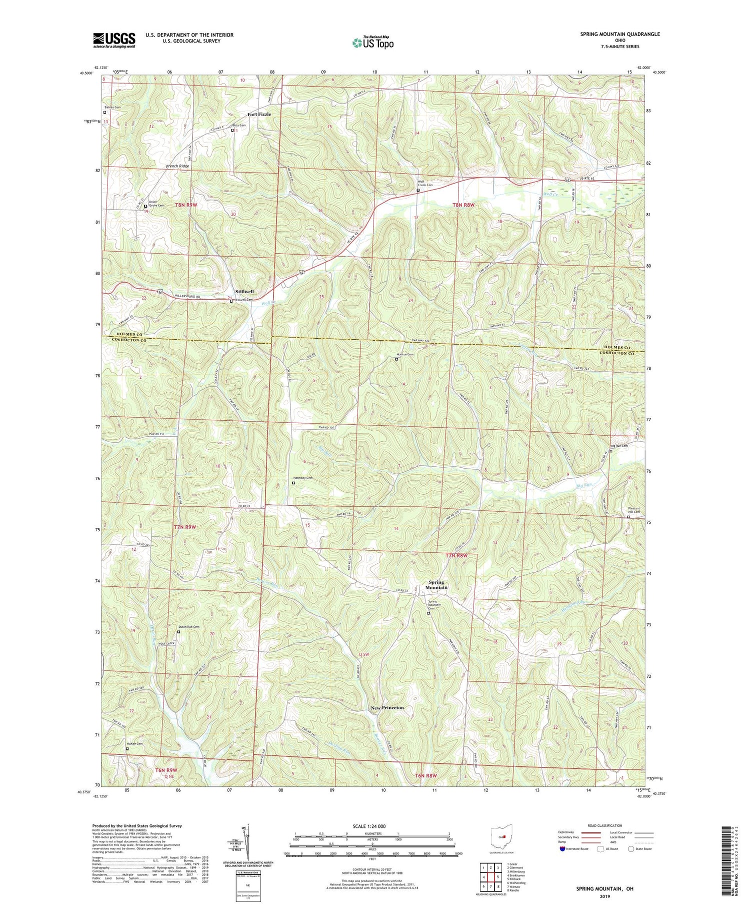 Spring Mountain Ohio US Topo Map Image