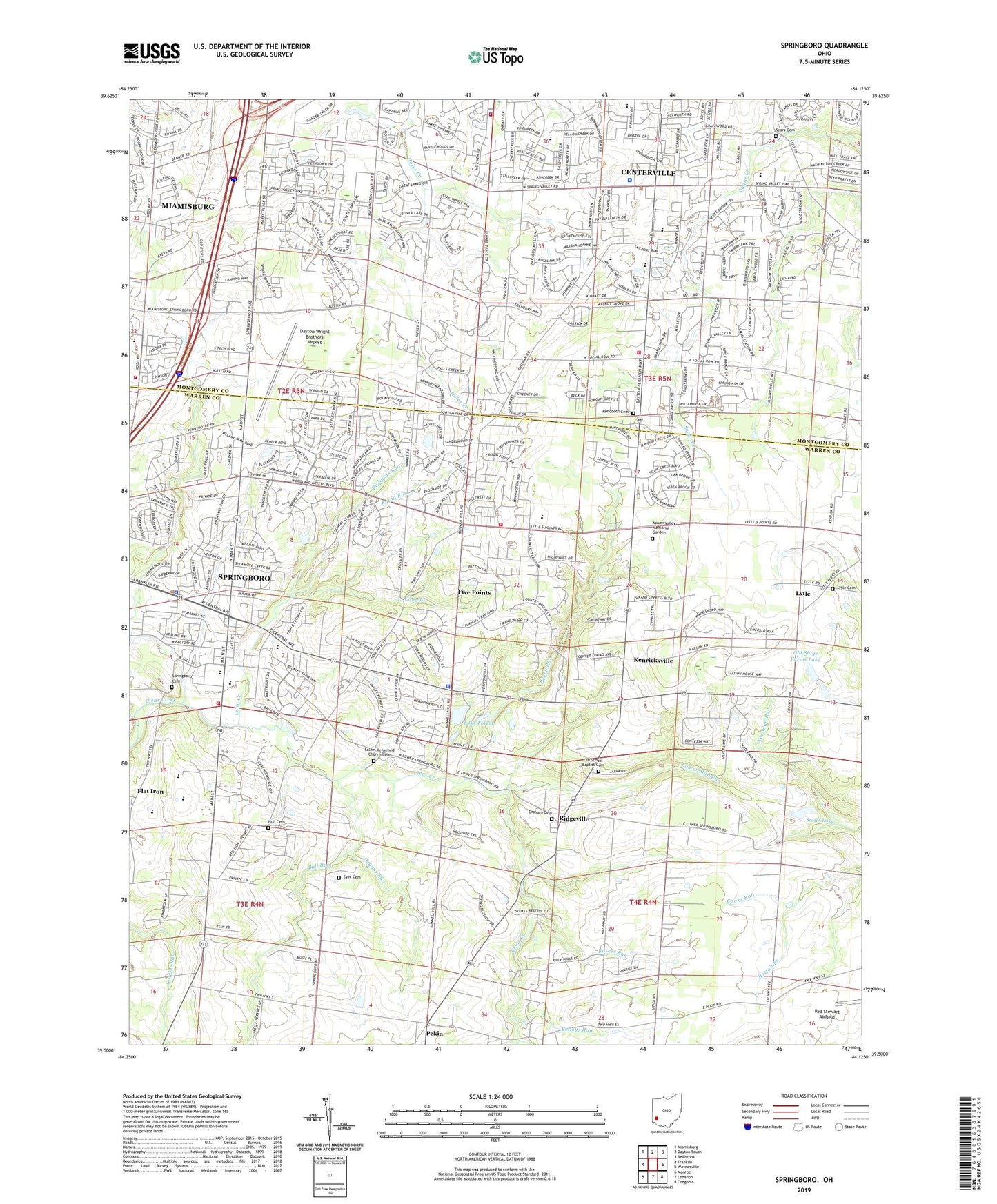 Springboro Ohio US Topo Map Image