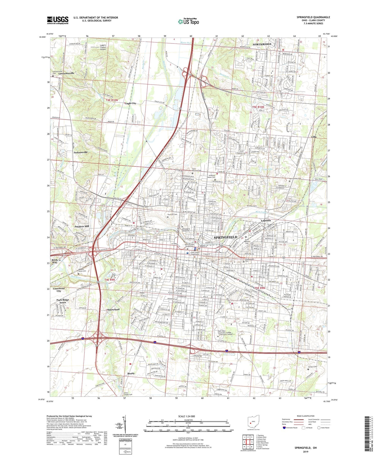 Springfield Ohio US Topo Map Image
