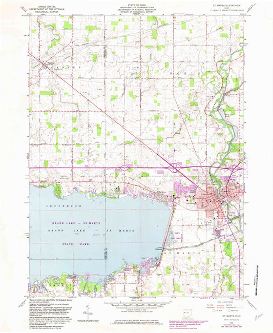 Classic USGS Saint Marys Ohio 7.5'x7.5' Topo Map Image