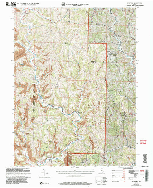 Classic USGS Stafford Ohio 7.5'x7.5' Topo Map Image