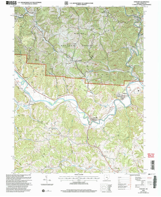 Classic USGS Stewart Ohio 7.5'x7.5' Topo Map Image